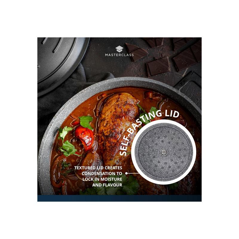 MasterClass 16cm Casserole Dish With Lid Cast Aluminium 1.4 Litre Black
