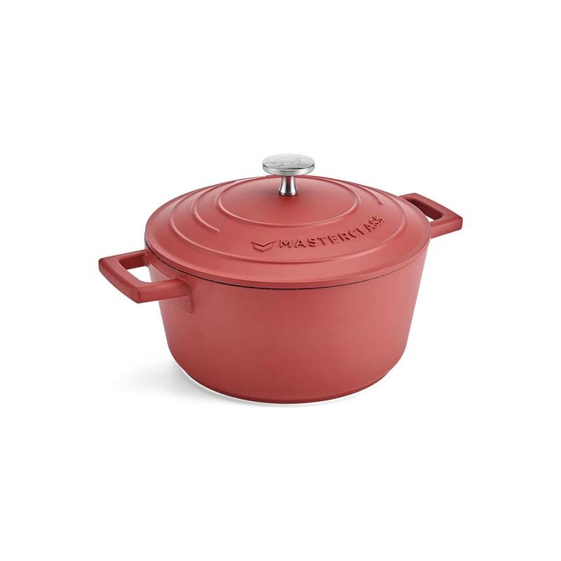 MasterClass Cast Aluminium Casserole Dish 20cm/2.5 Litres With Lid Small Induction Hob And Oven Safe Red