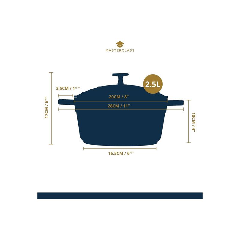 MasterClass Cast Aluminium Casserole Dish 20cm/2.5 Litres With Lid Small Induction Hob And Oven Safe Red