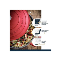MasterClass Cast Aluminium Casserole Dish 20cm/2.5 Litres With Lid Small Induction Hob And Oven Safe Red