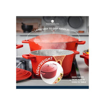 MasterClass Cast Aluminium Casserole Dish 20cm/2.5 Litres With Lid Small Induction Hob And Oven Safe Red