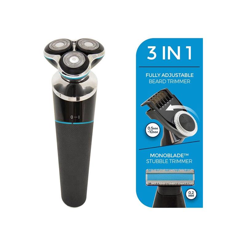 Lloytron Paul Anthony Lithium Pro 3 USB Wet & Dry Rotary Shaver With Beard Trimmer Black