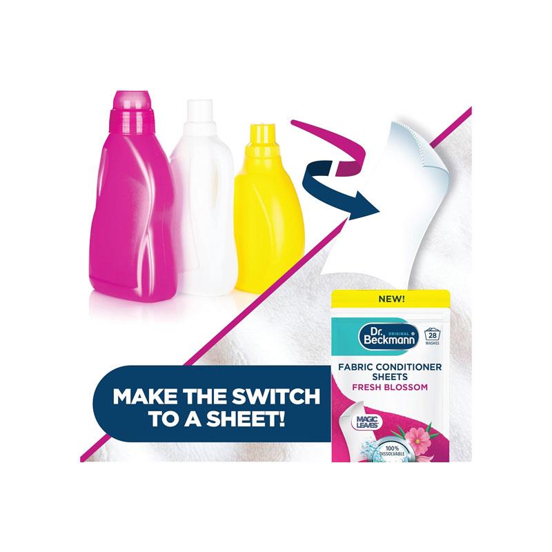 Dr. Beckmann Fabric Conditioner Sheets Fresh Blossom 100% Dissolvable 14 Sheets/28 Washes