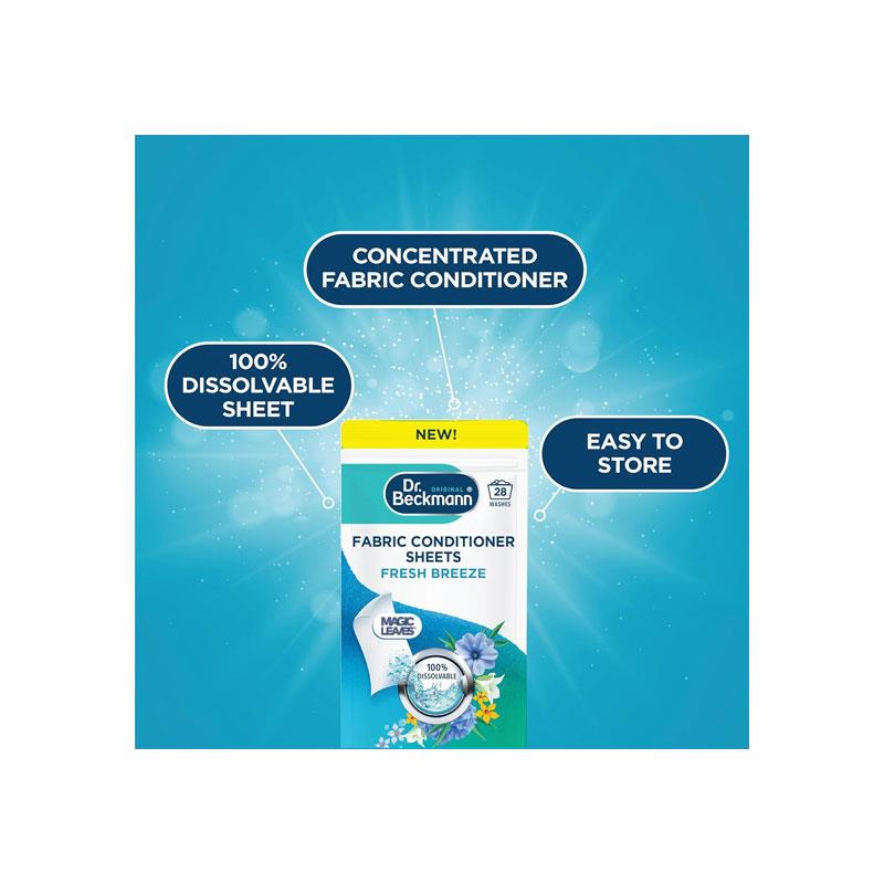Dr. Beckmann Fabric Conditioner Sheets Fresh Breeze 100% Dissolvable 14 Sheets/28 Washes