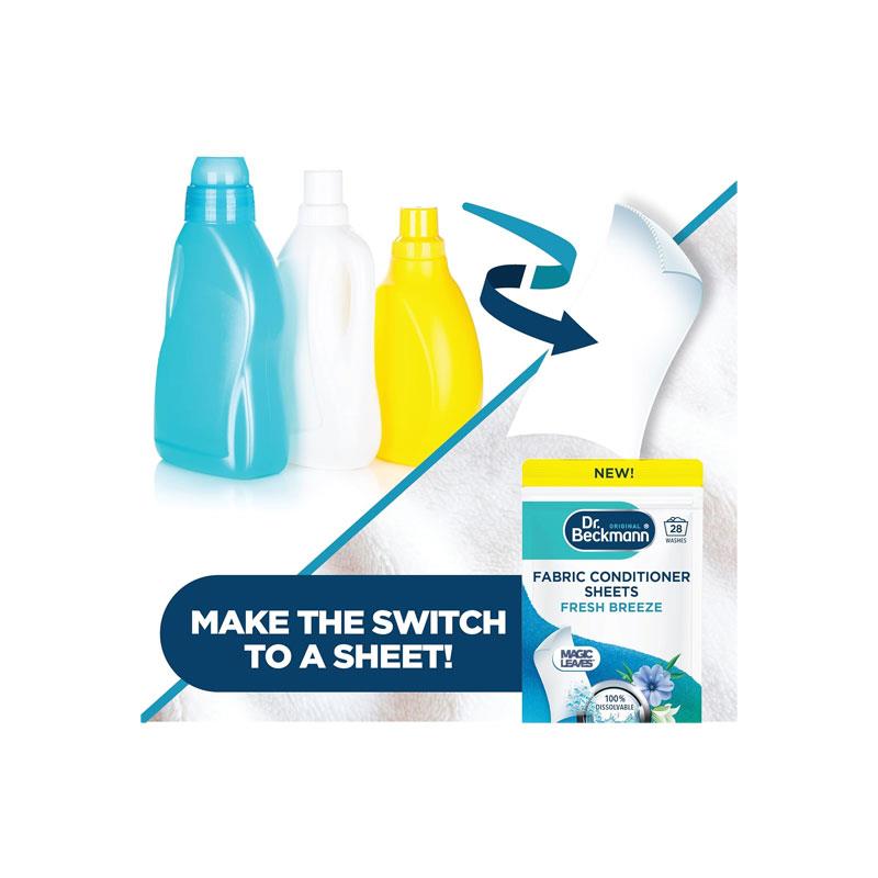 Dr. Beckmann Fabric Conditioner Sheets Fresh Breeze 100% Dissolvable 14 Sheets/28 Washes