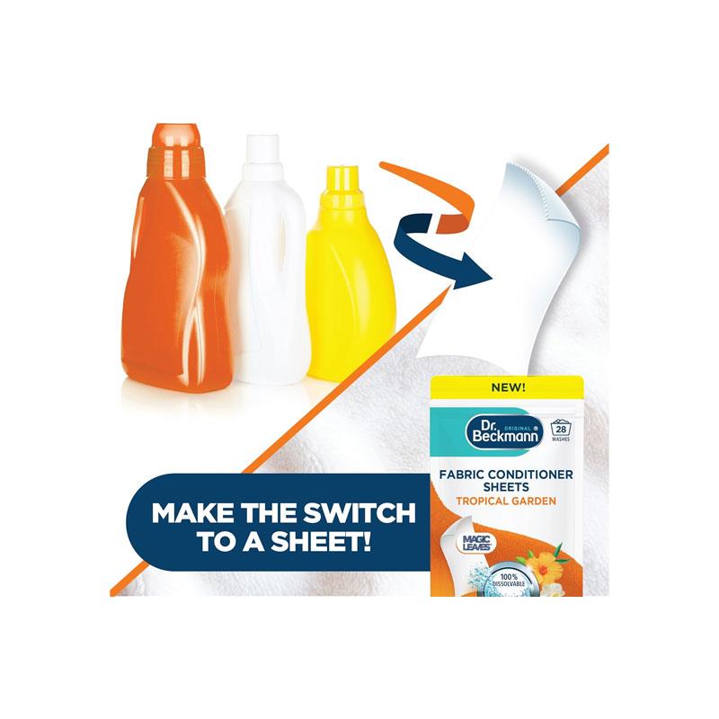 Dr. Beckmann Fabric Conditioner Sheets Tropical Garden 100% Dissolvable 14 Sheets/28 Washes