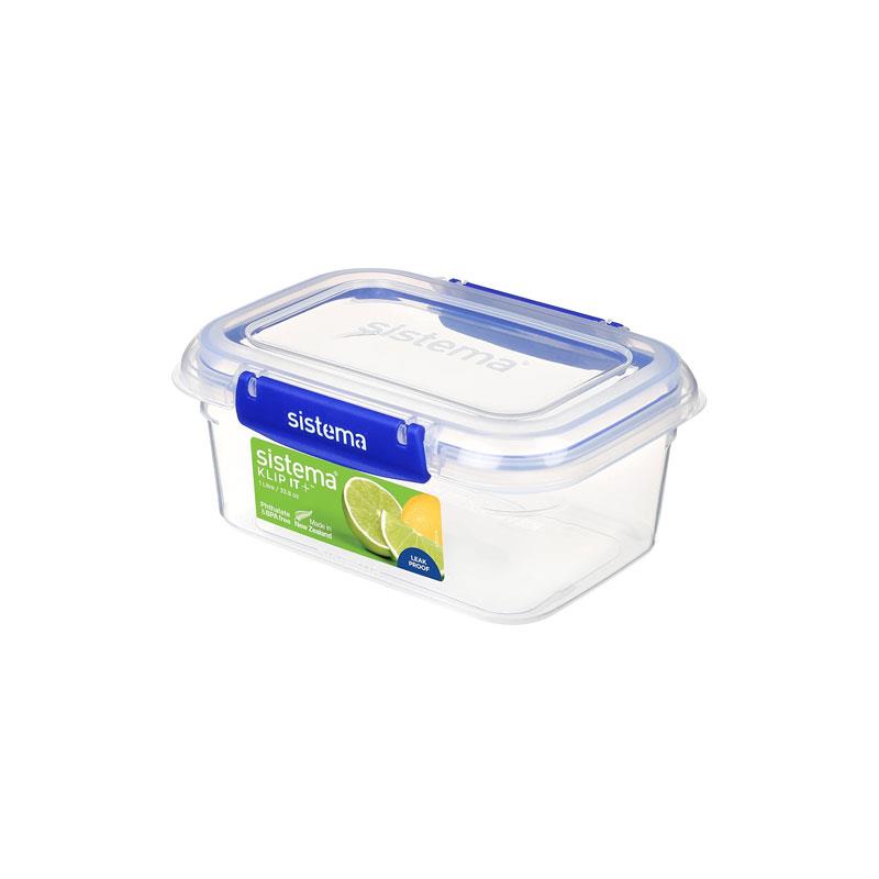 Sistema KLIP IT PLUS Leakproof Food Storage Containers Airtight Stackable School Lunch Boxes 1 Litres