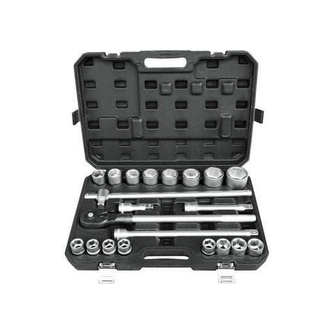 Hilka Tools 3/4 Inch Drive Socket Set Metric Chrome Vanadium Steel 21 Piece