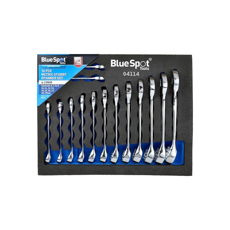 Blue Spot Tools Metric Stubby Spanner Set In EVA Foam (6-19mm) 14 Piece Main image