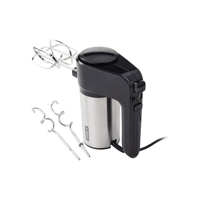 Judge Electricals Twin Blade Hand Mixer With Whisks And Dough Hooks 400W 5 Speed With Turbo Function Black/Silver