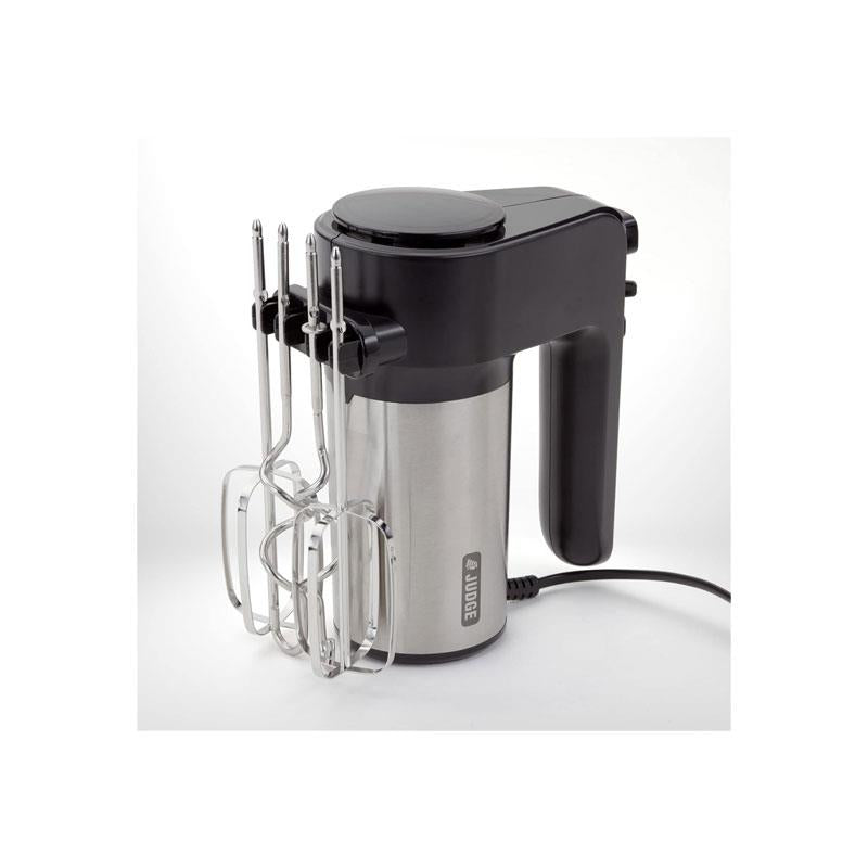 Judge Electricals Twin Blade Hand Mixer With Whisks And Dough Hooks 400W 5 Speed With Turbo Function Black/Silver