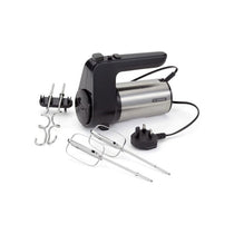 Judge Electricals Twin Blade Hand Mixer With Whisks And Dough Hooks 400W 5 Speed With Turbo Function Black/Silver