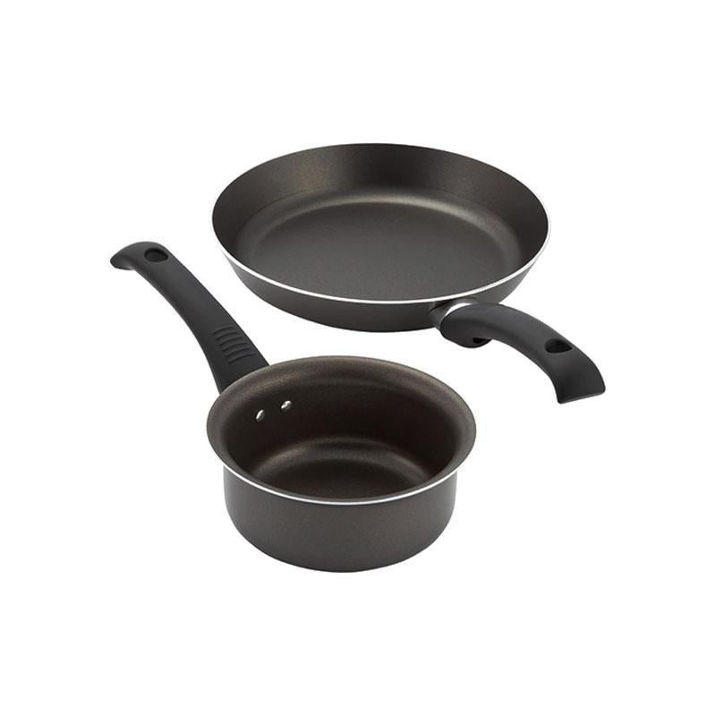 Judge Everyday 14cm Milk Pan And 24cm Frying Pan Non-Stick Coating Cookware 2 Piece Set Black