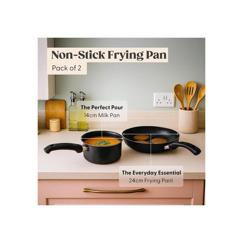 Judge Everyday 14cm Milk Pan And 24cm Frying Pan Non-Stick Coating Cookware 2 Piece Set Black Secondary image