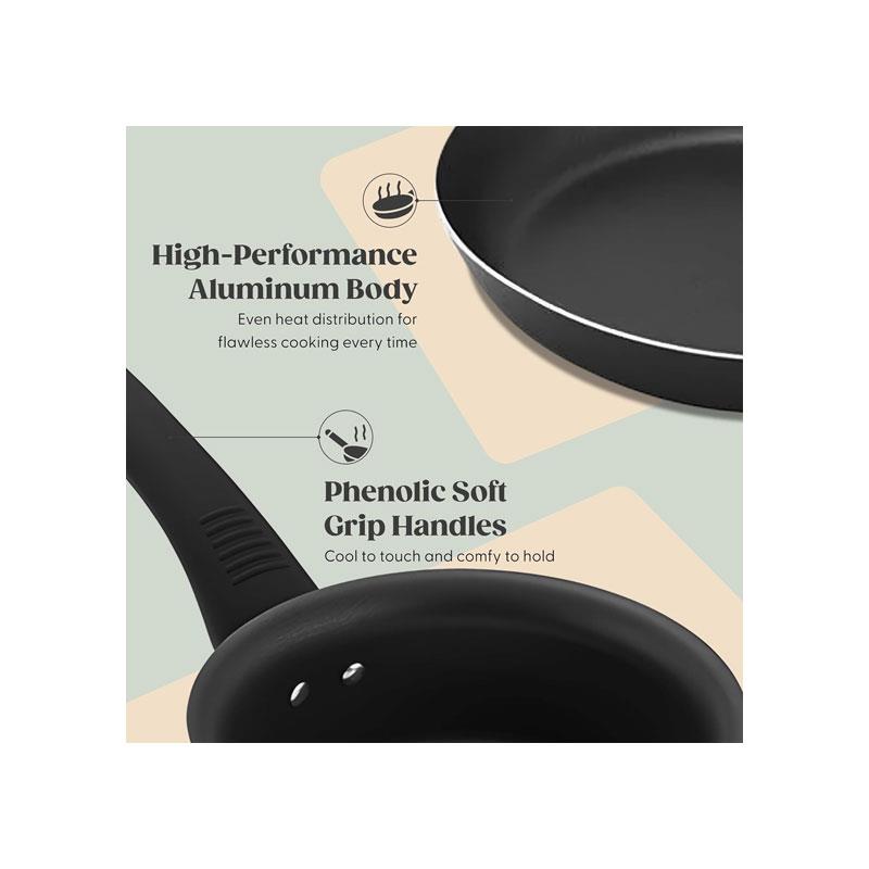 Judge Everyday 14cm Milk Pan And 24cm Frying Pan Non-Stick Coating Cookware 2 Piece Set Black