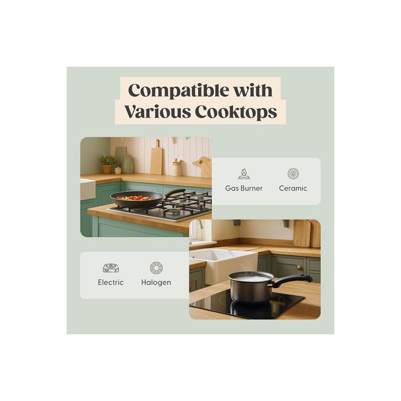 Judge Everyday 14cm Milk Pan And 24cm Frying Pan Non-Stick Coating Cookware 2 Piece Set Black