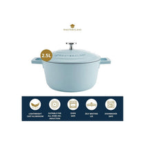 MasterClass Casserole Dish With Lid Cast Aluminium Small 20cm/2.5 Litres Sky Blue