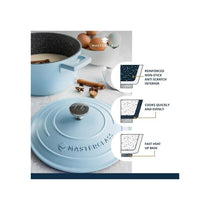 MasterClass Casserole Dish With Lid Cast Aluminium Small 20cm/2.5 Litres Sky Blue