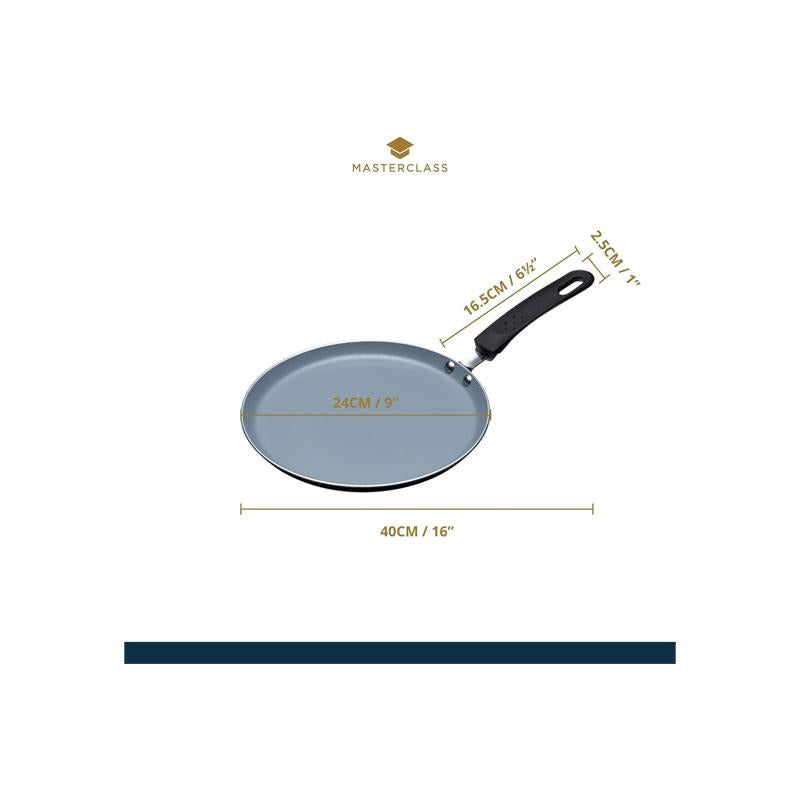 MasterClass Ceramic Non-Stick Induction-Safe Crepe Pancake Pan 24cm Black/Blue