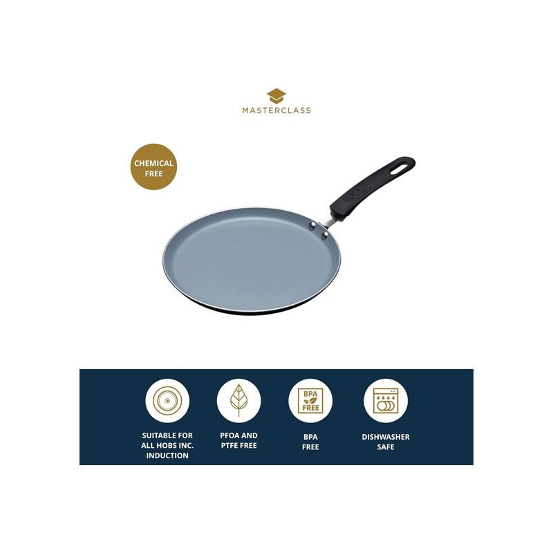 MasterClass Ceramic Non-Stick Induction-Safe Crepe Pancake Pan 24cm Black/Blue