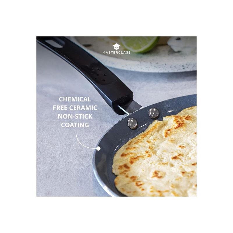 MasterClass Ceramic Non-Stick Induction-Safe Crepe Pancake Pan 24cm Black/Blue