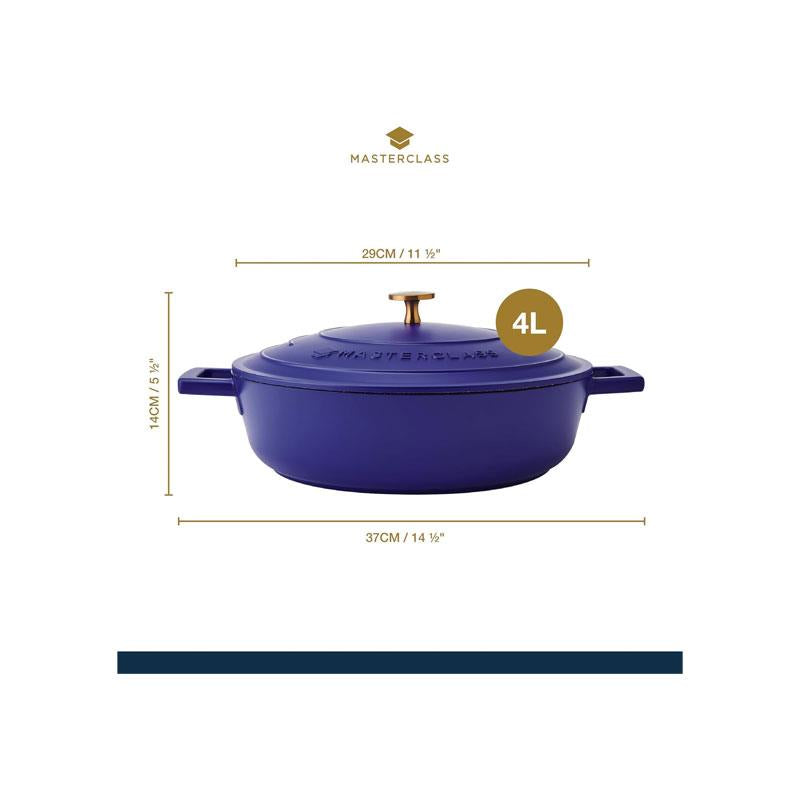 MasterClass Shallow Casserole Dish 28cm/4 Litre Non-Stick Cast Aluminium With Self-Basting Lid Blue Secondary image