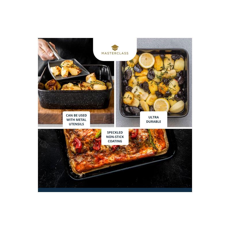 MasterClass Vitreous Enamel Roasting Pan Steel 40 x 28 x 7.5 cm Black