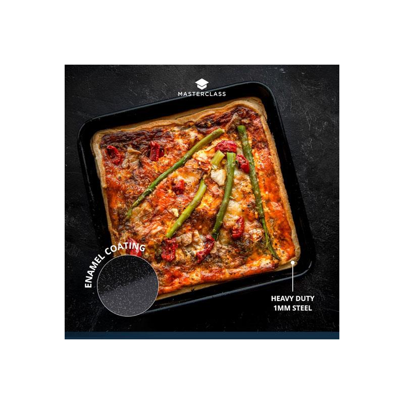 MasterClass Vitreous Enamel Roasting Pan Steel 40 x 28 x 7.5 cm Black