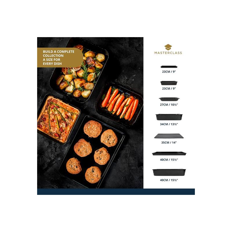 MasterClass Vitreous Enamel Roasting Pan Steel 40 x 28 x 7.5 cm Black