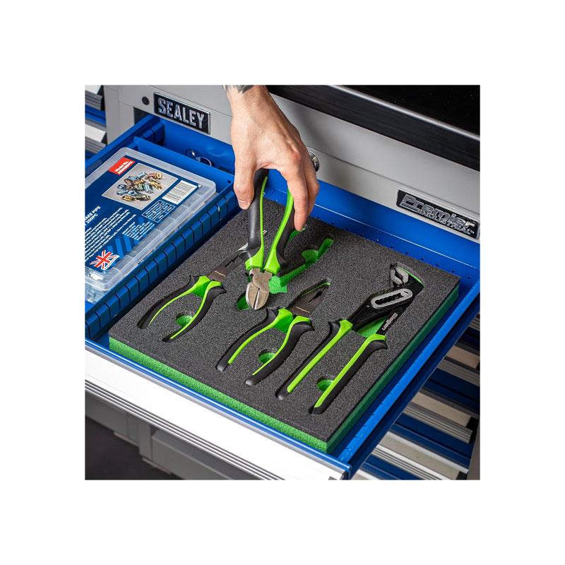 Sealey Siegen Comfort Grip Pliers Set 175mm Combination Pliers 160mm Side Cutters 200mm Long Nose Pliers 250mm Water Pump Pliers 4 Pieces Secondary image