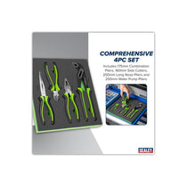 Sealey Siegen Comfort Grip Pliers Set 175mm Combination Pliers 160mm Side Cutters 200mm Long Nose Pliers 250mm Water Pump Pliers 4 Pieces