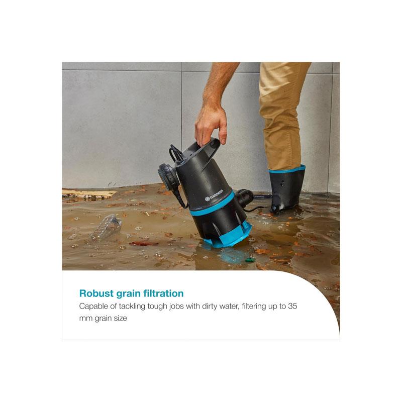 Gardena 2-In-1 Clear/Dirty Water Submersible Pump 20000 BASIC 20.000 L/H With Float Switch 550W Grey