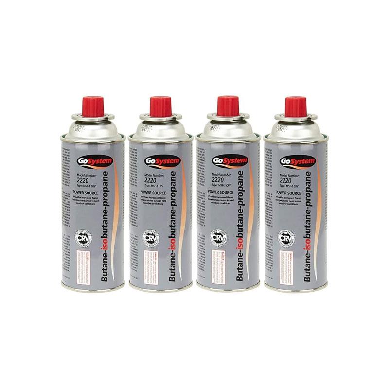 GoSystem 2220 Butane Camping Gas Bayonet Cartridges 4 X 227g