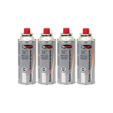 GoSystem 4 x 227g Bayonet Butane Gas Cartridges Camping Stove Fuel Pack Portable Outdoor Cooking