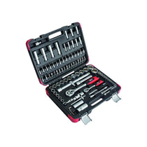 Hilka Tools 1/4 Inch And 1/2 Inch Dr Socket Set Metric 94 Pieces Black/Silver