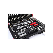 Hilka Tools 1/4 Inch And 1/2 Inch Dr Socket Set Metric 94 Pieces Black/Silver
