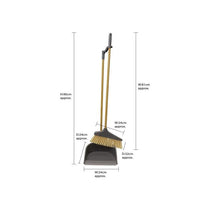 JVL Bamboo Tall Dustpan And Bristle Brush Set Long Handle Wood Natural