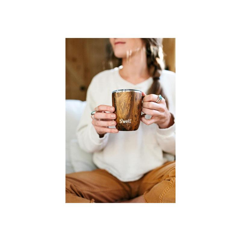 S'well Vacuum Insulated Stainless Steel Travel Mug With Handle Slide-Open Lid 350ml Teakwood Secondary image