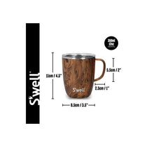 S'well Vacuum Insulated Stainless Steel Travel Mug With Handle Slide-Open Lid 350ml Teakwood