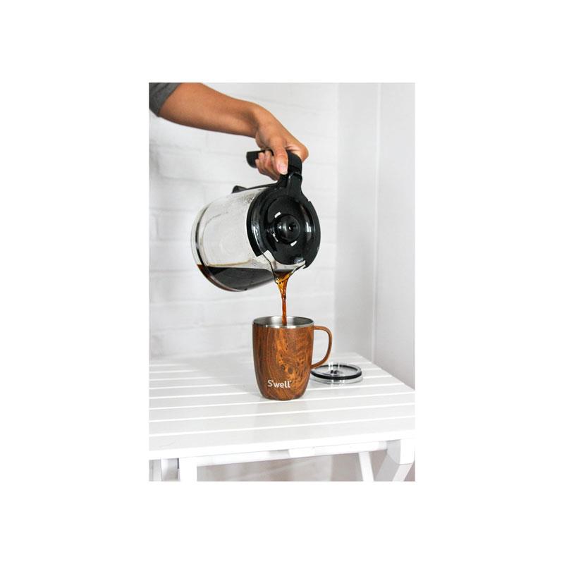 S'well Vacuum Insulated Stainless Steel Travel Mug With Handle Slide-Open Lid 350ml Teakwood