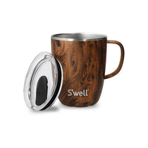 S'well Vacuum Insulated Stainless Steel Travel Mug With Handle Slide-Open Lid 350ml Teakwood