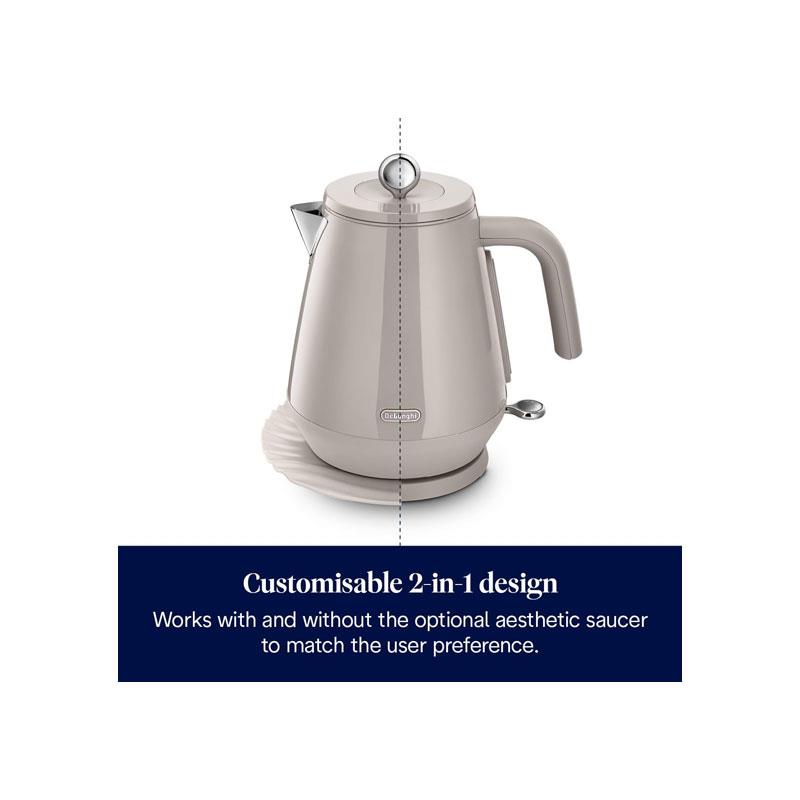 Delonghi Eclettica Electric Jug Kettle Stainless Steel 3000W 1.7 Litre Biscuit Beige