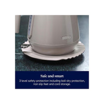 Delonghi Eclettica Electric Jug Kettle Stainless Steel 3000W 1.7 Litre Biscuit Beige
