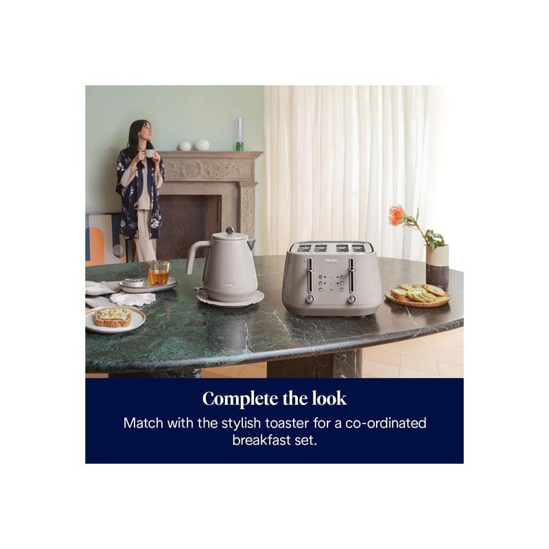 Delonghi Eclettica Electric Jug Kettle Stainless Steel 3000W 1.7 Litre Biscuit Beige