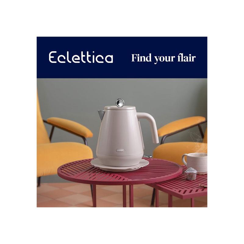 Delonghi Eclettica Electric Jug Kettle Stainless Steel 3000W 1.7 Litre Biscuit Beige