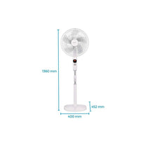 Igenix 16 Inch Digital Pedestal Fan 12 Speed Settings Oscillating Ultra Quiet Adjustable 12hr Timer And Remote Control White