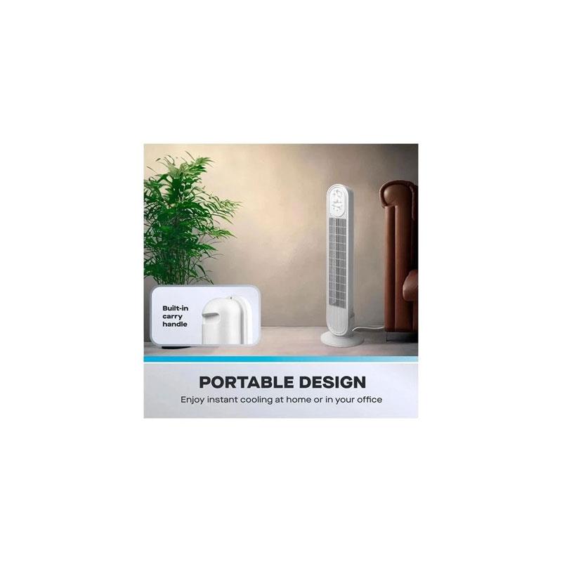 Powersonic 29 Inch Tower Fan With 3 Speed Setting And 2 Hour Timer 45W White