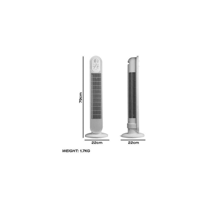Powersonic 29 Inch Tower Fan With 3 Speed Setting And 2 Hour Timer 45W White