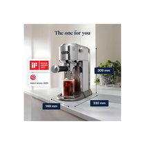 Delonghi Dedica Duo Manual Espresso Machine Advanced Milk Steam Wand Cold Brew Option Stainless Steel 1450W 1.2 Litres Silver