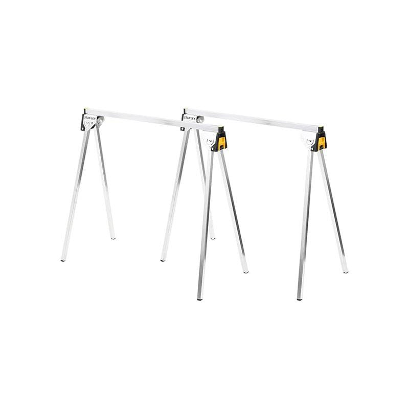 Stanley Essential Metal Sawhorses Metal Jack Stands Capacity Up To 340kg Max. Load Twin Pack Silver